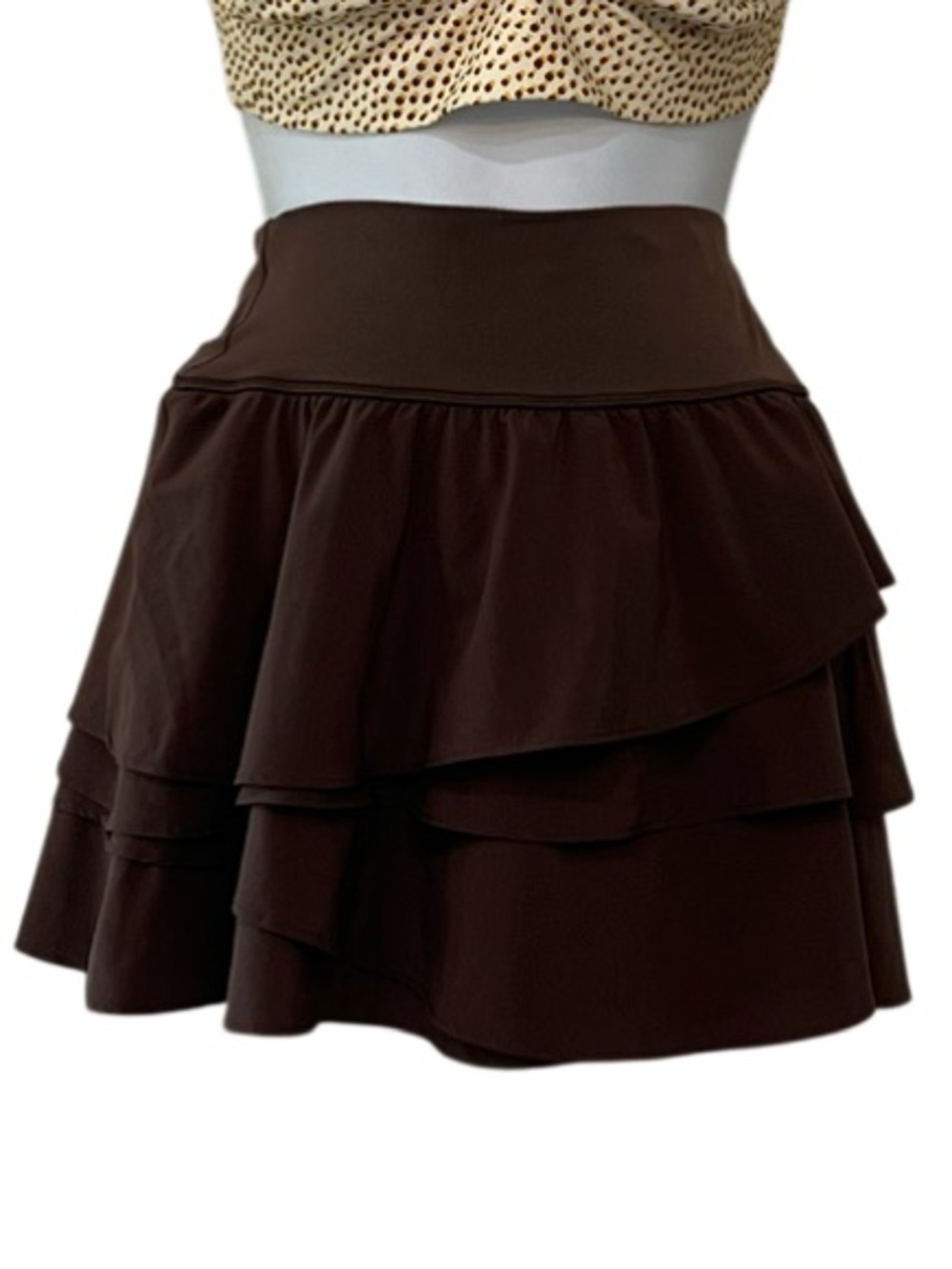 Offline by Aerie Brown Tiered Ruffle Swim Skort Bikini Bottom Small